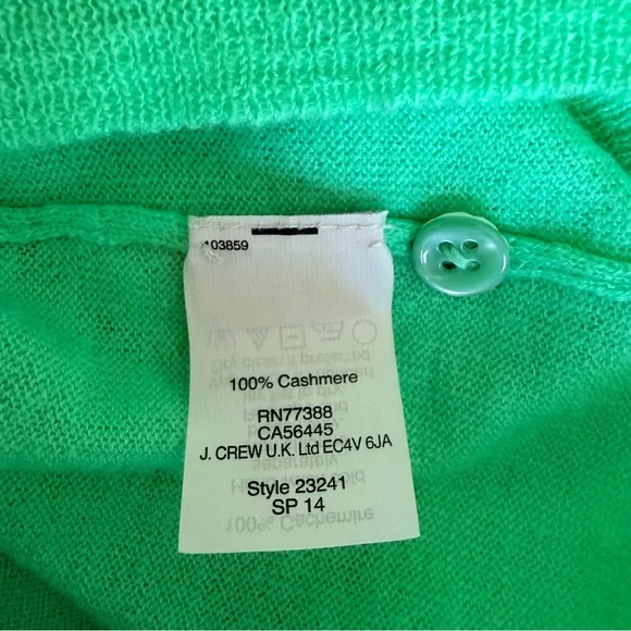 J. Crew Italian Cashmere Lime/Neon Green Button Cardigan | S - Picture 4 of 4